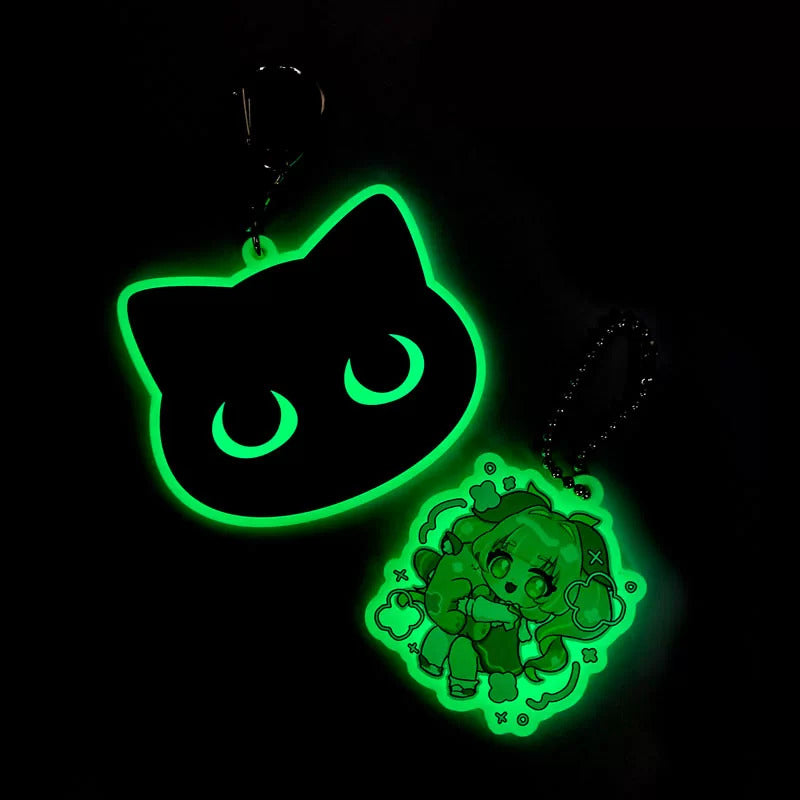 蓄光アクリルキーホルダー (Freeカット)