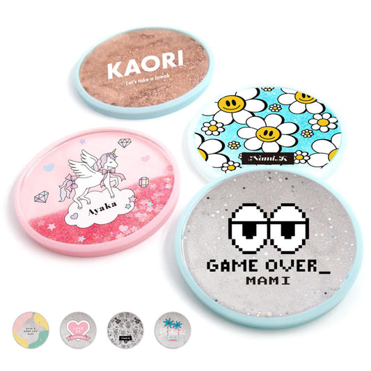 名入れできる グリッターコースター (8デザイン - 10カラー)