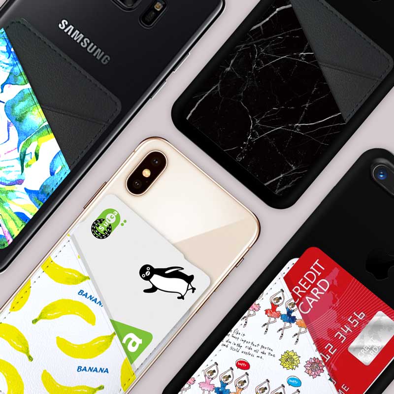 スマホ用 カードポケット (ブラック - ホワイト).